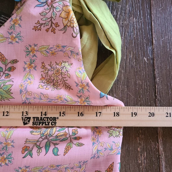 FORE One Shoulder Floral Maxi Dress Pink Bow Accent Size L Spring/Summer - Picture 8 of 8